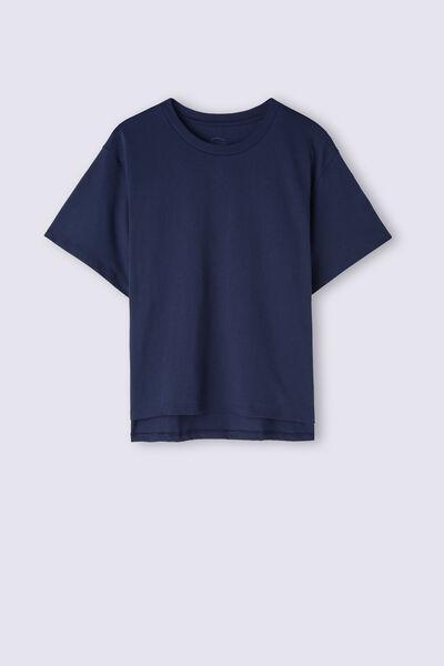 Navy Boxy Fit Short Sleeved Cotton Top, , large image number 2