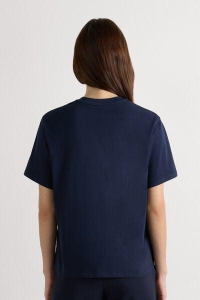 Navy Boxy Fit Short Sleeved Cotton Top, Intense Blue, medium