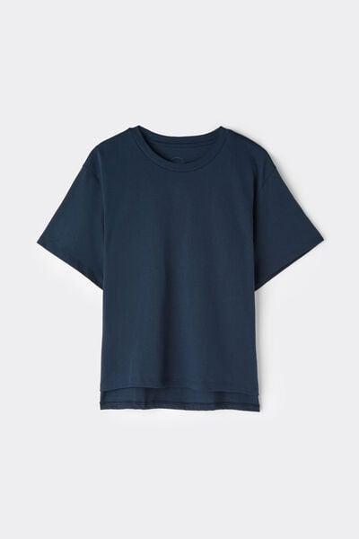 Navy Boxy Fit Short Sleeved Cotton Top, Intense Blue, large image number 3