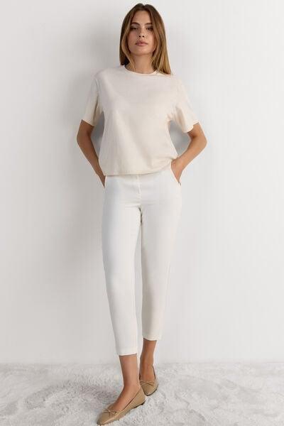 White Short Sleeve Jersey Top, 5601_659J, large image number 0