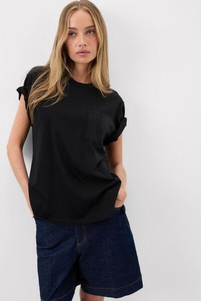 Black Short-Sleeved Ultrafresh Cotton Top, Black, large image number 0