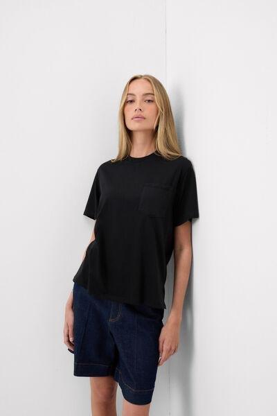 Black Short-Sleeved Ultrafresh Cotton Top, Black, large image number 1
