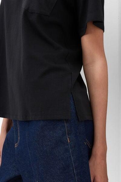 Black Short-Sleeved Ultrafresh Cotton Top, Black, large image number 5