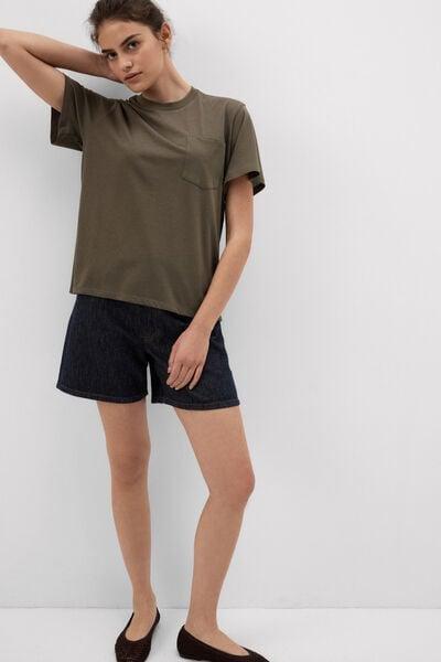 Green Short-Sleeved Ultra fresh Cotton Top, 5601_660J, large image number 1