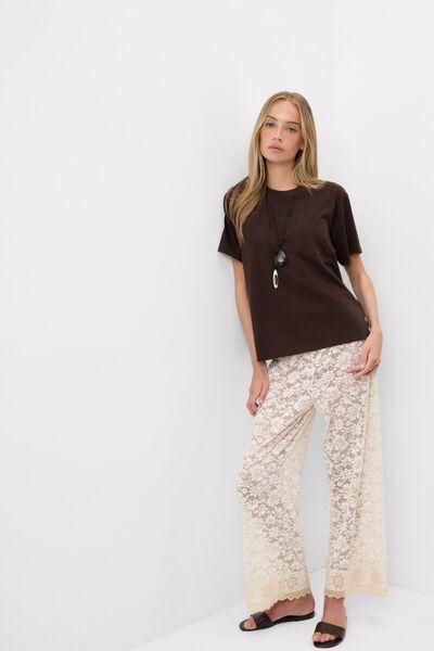 Mocha Brown Short-Sleeved Ultra fresh Cotton Top, 5601_705J, large image number 0