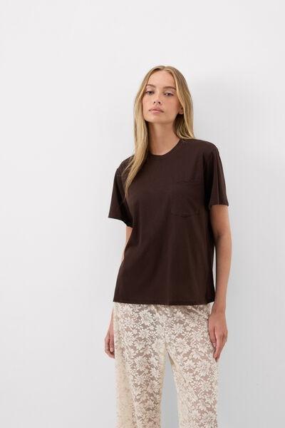 Mocha Brown Short-Sleeved Ultra fresh Cotton Top, 5601_705J, large image number 1