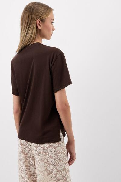 Mocha Brown Short-Sleeved Ultra fresh Cotton Top, 5601_705J, large image number 2