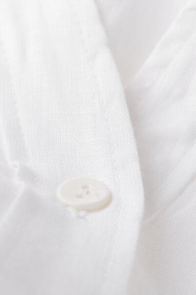 White Short-Sleeve Linen Shirt, , large image number 4