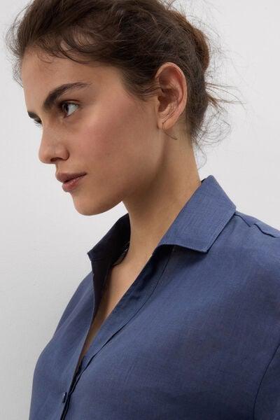 Blue The Pure Linen Short-Sleeved Plain-Weave Linen Shirt, 5601_167K, large image number 5