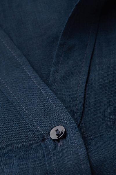 Blue Short-Sleeve Linen Canvas Shirt, , large image number 4