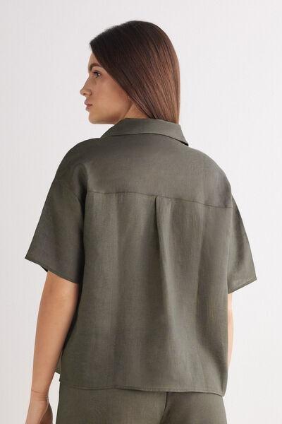 Green Short-Sleeved Canvas Shirt, , large image number 3