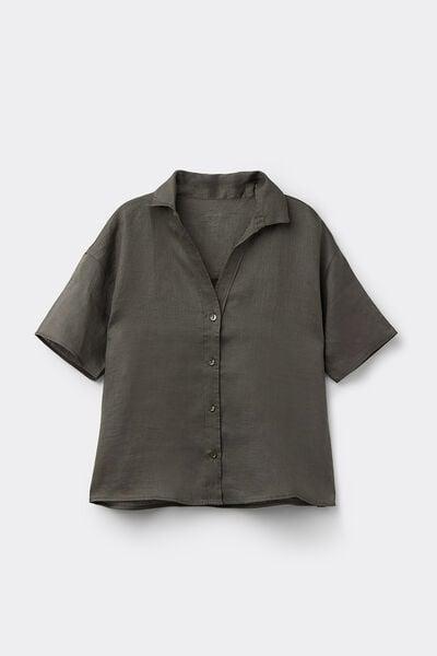 Green Short-Sleeved Canvas Shirt, 5601_660J, large image number 3
