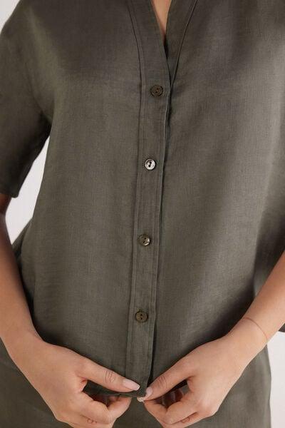 Green Short-Sleeved Canvas Shirt, 5601_660J, large image number 5