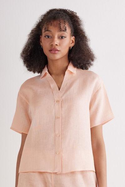 Pink Short-Sleeved Canvas Shirt, 5601_852J, large image number 0
