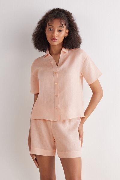 Pink Short-Sleeved Canvas Shirt, , large image number 1