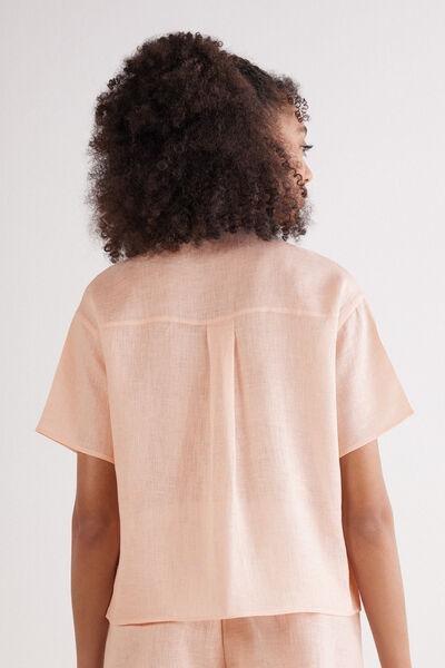 Pink Short-Sleeved Canvas Shirt, 5601_852J, large image number 3