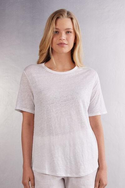 White Short-Sleeved Linen Shirt, , large image number 0