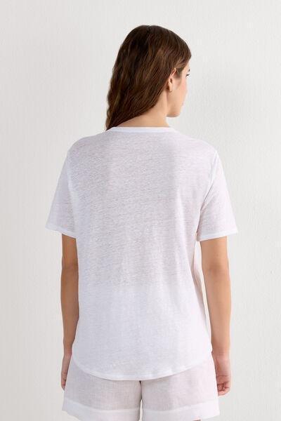 White Short-Sleeved Linen Shirt, , large image number 3