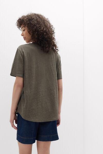 Green Short-Sleeved Linen Shirt, 5601_660J, medium