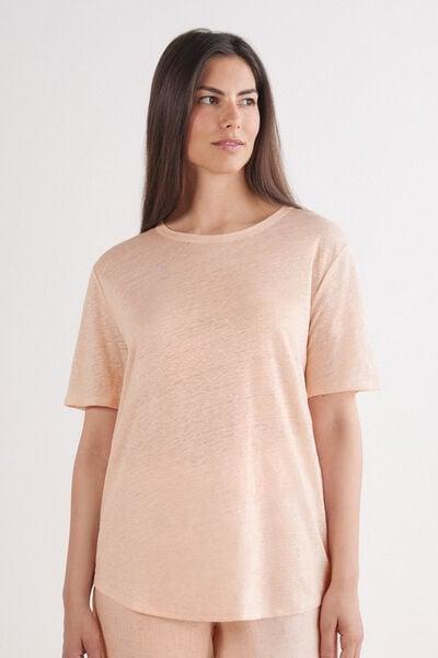 Pink Short-Sleeved Linen Shirt, 5601_852J, large image number 0