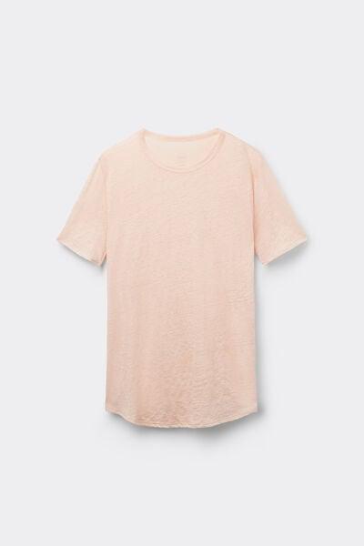 Pink Short-Sleeved Linen Shirt, 5601_852J, large image number 2