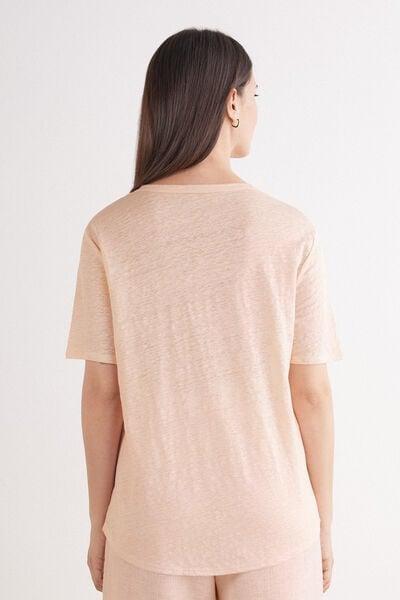 Pink Short-Sleeved Linen Shirt, 5601_852J, large image number 3