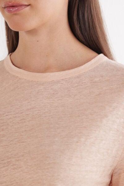 Pink Short-Sleeved Linen Shirt, 5601_852J, large image number 5