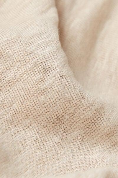 Beige Short-Sleeved Linen Shirt, 5601_913I, large image number 4