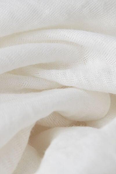 White Short-Sleeve Linen Top, White, large image number 4