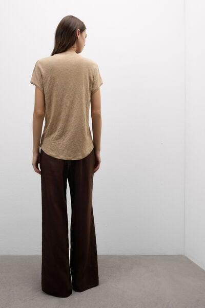 Beige The Pure Linen Short-Sleeved Linen Top, 5601_166K, large image number 2