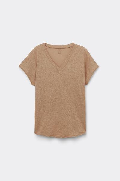 Beige The Pure Linen Short-Sleeved Linen Top, 5601_166K, large image number 3