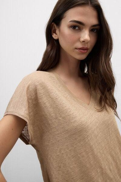 Beige The Pure Linen Short-Sleeved Linen Top, 5601_166K, large image number 5