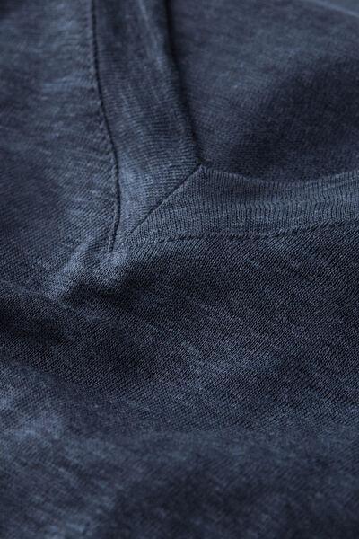 Blue Short-Sleeved Linen Top, 5601_243J, large image number 4