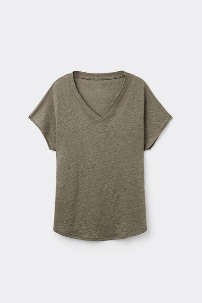 Green Short-Sleeved Linen Top, , large image number 2