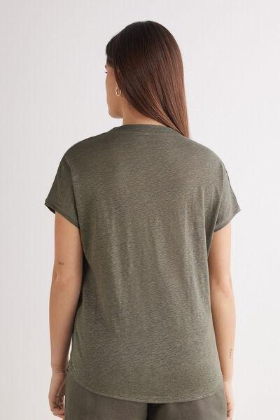 Green Short-Sleeved Linen Top, , large image number 3