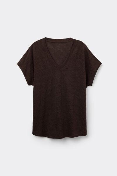 Brown The Pure Linen Short-Sleeved Linen Top, 5601_705J, large image number 3