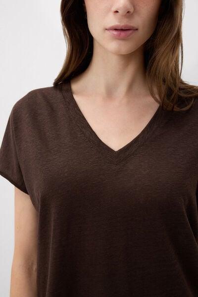 Brown The Pure Linen Short-Sleeved Linen Top, 5601_705J, large image number 5