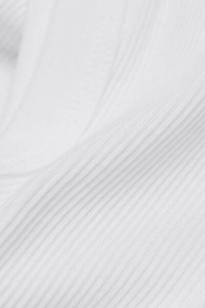 White Short-Sleeved Ribbed Superior Cotton Top, White, large image number 4