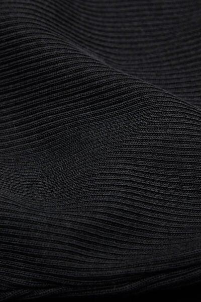 Black Short-Sleeved Ribbed Superior Cotton Top, Black, large image number 4