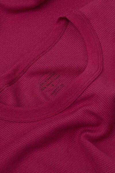 Pink Short-Sleeved Ribbed Superior Cotton Top, 5601_110K, large image number 4