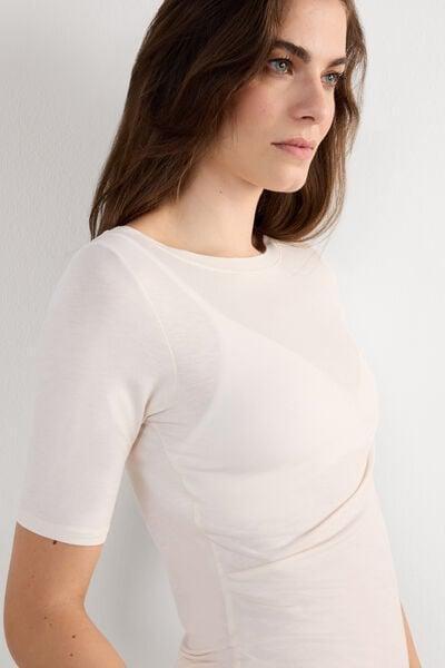 Cream Boat-Neck Viscose Top, Vanilla Ivory, large image number 0