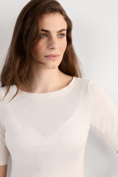 Cream Boat-Neck Viscose Top, Vanilla Ivory, large image number 5