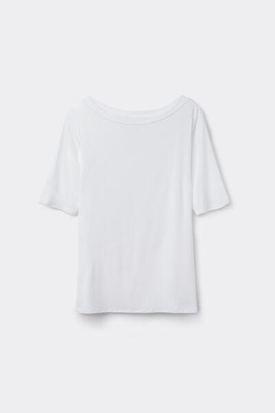 White Boat-Neck Top, Milk White, medium