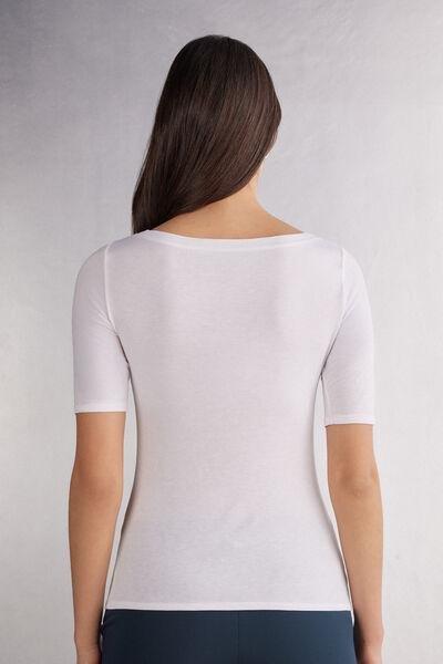 White Boat-Neck Top, Milk White, large image number 3