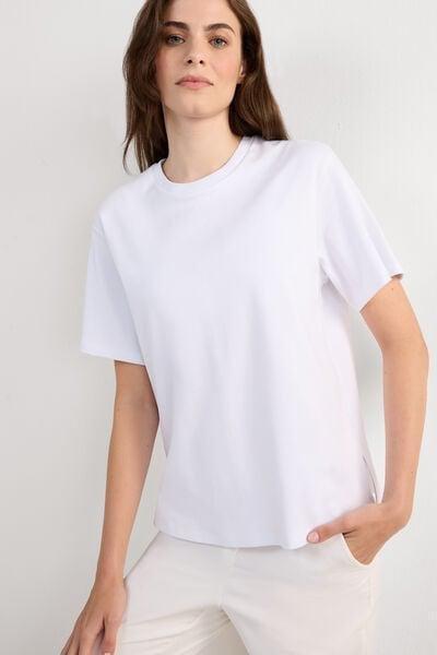 White Short-Sleeved Cotton Top, White, large image number 0