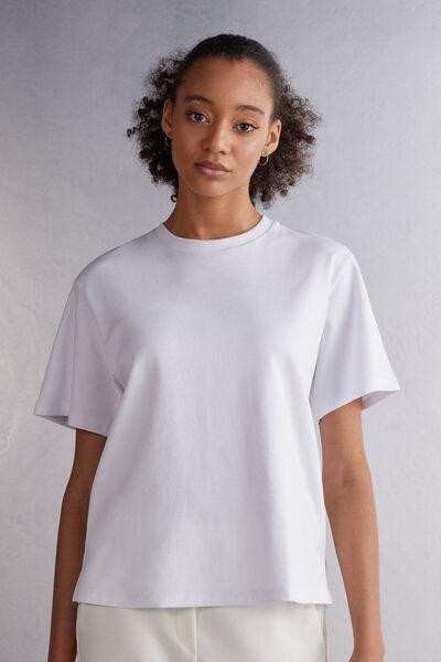 White Short-Sleeved Cotton Top, White, large image number 0