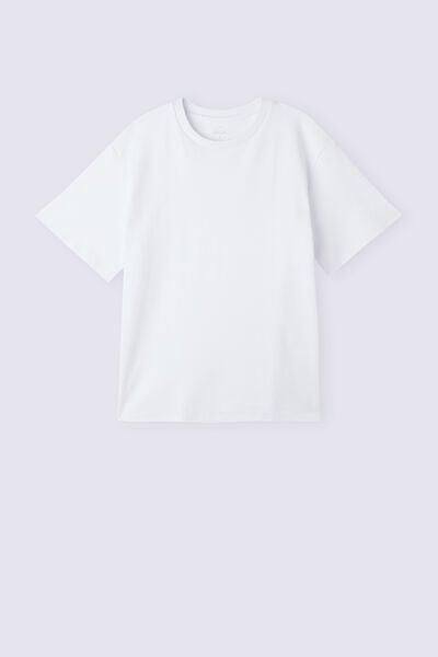White Short-Sleeved Cotton Top, White, large image number 3
