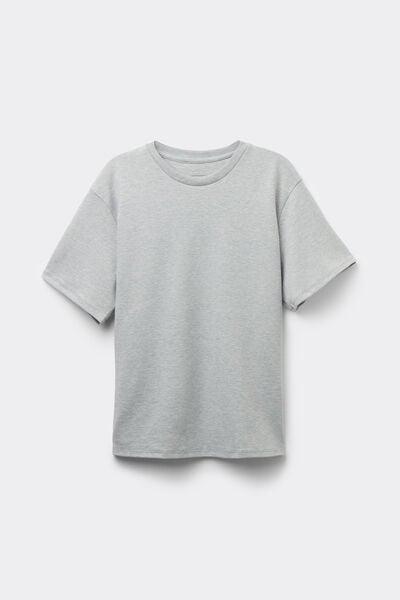 Grey Short-Sleeved Cotton Top, Light Grey Blend, large image number 3