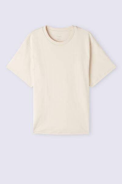 Cream Short-Sleeved Cotton Top, 5601_659J, large image number 2