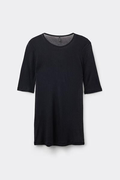 Black Cashmere Short Sleeve Blouse, , large image number 2